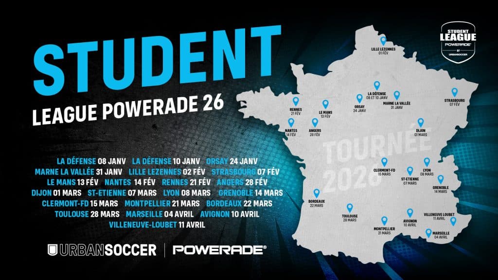 Date pour le tournoi student league en 2026 dans les centres UrbanSoccer